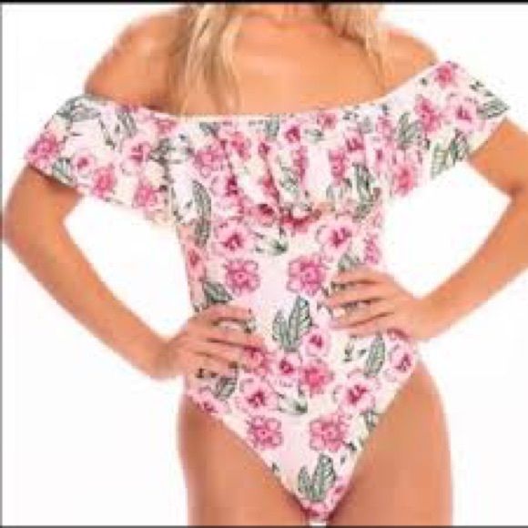 Cabana del Sol Floral Ruffle Swim suit - Picture 2 of 8